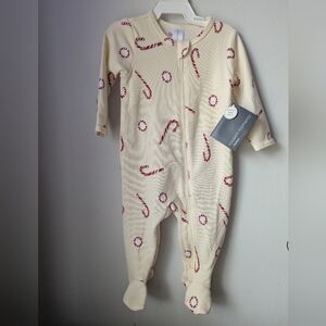 NWT Modern Moments Cream Candy Cane Kids Holiday One Piece - 3-6 Mths